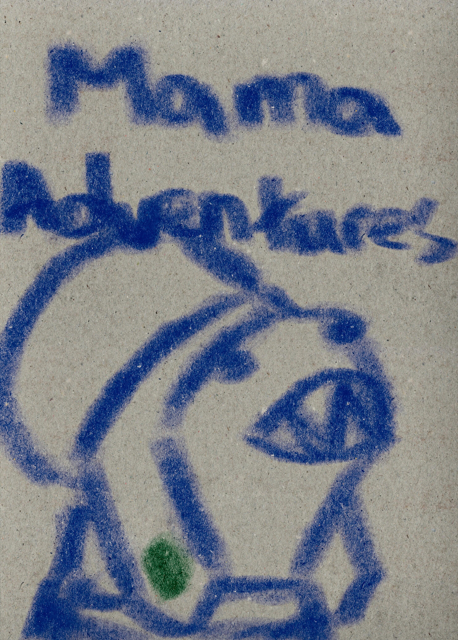 A close up of Fiinel Ja, drawn in a child-like manner. Text above her head reads "Mama Adventures"